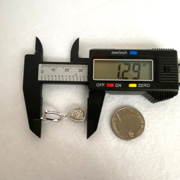 Sterling Silver 925 Cubic Zirconia CZ Teardrop Dangle Earrings Hinged Back - Picture 14 of 16